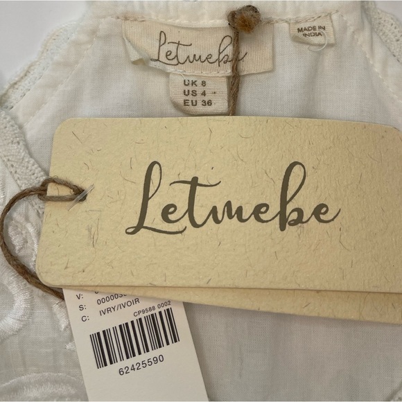 Anthropologie Letmebe Embroidered Eyelet Lace Peplum White Tunic NWT Size 4 - Picture 13 of 16